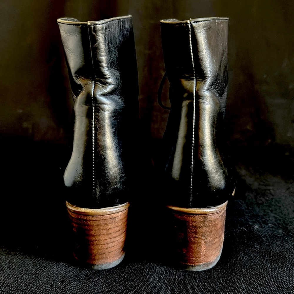 Robert Clergerie Black Leather Lace Up Boots - Picture 5 of 9